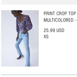 Zara Floral Crop Top S